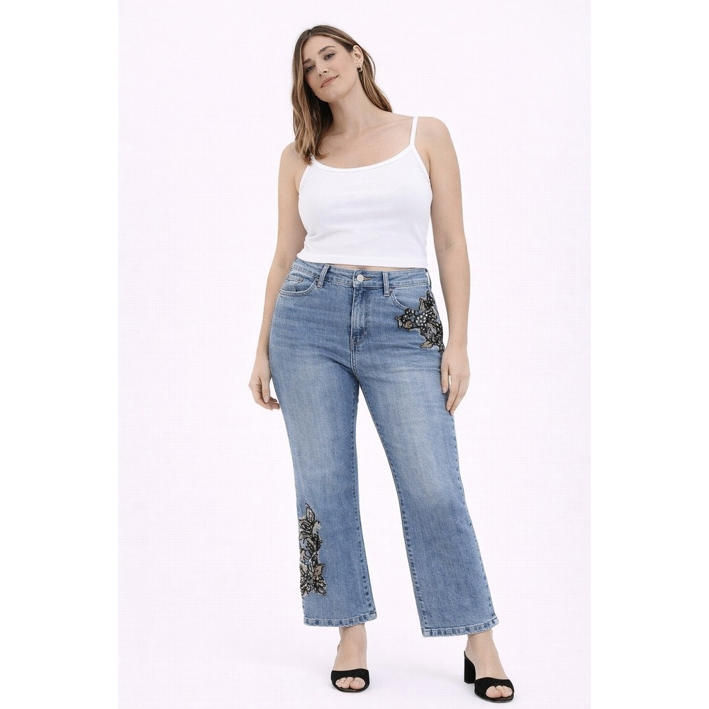 INC International Concepts Jean Women 10P Blue Lace Sequin Embellished Y2K Denim